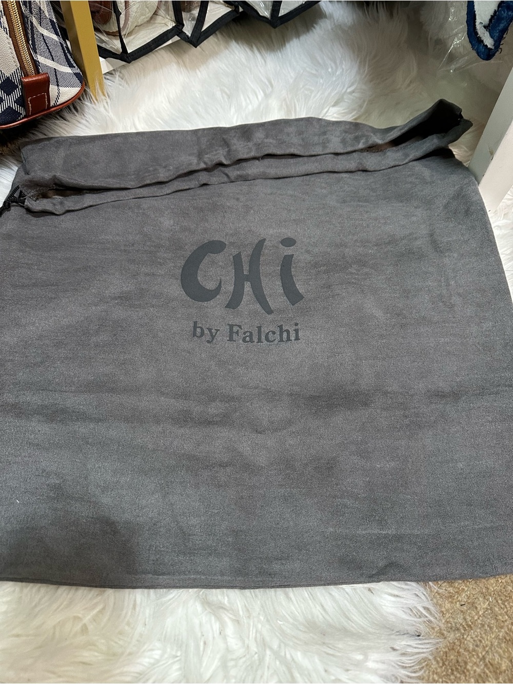 CHI by Falchi Dust Bag - Gray Drawstring Shoe Bag 19x21.5